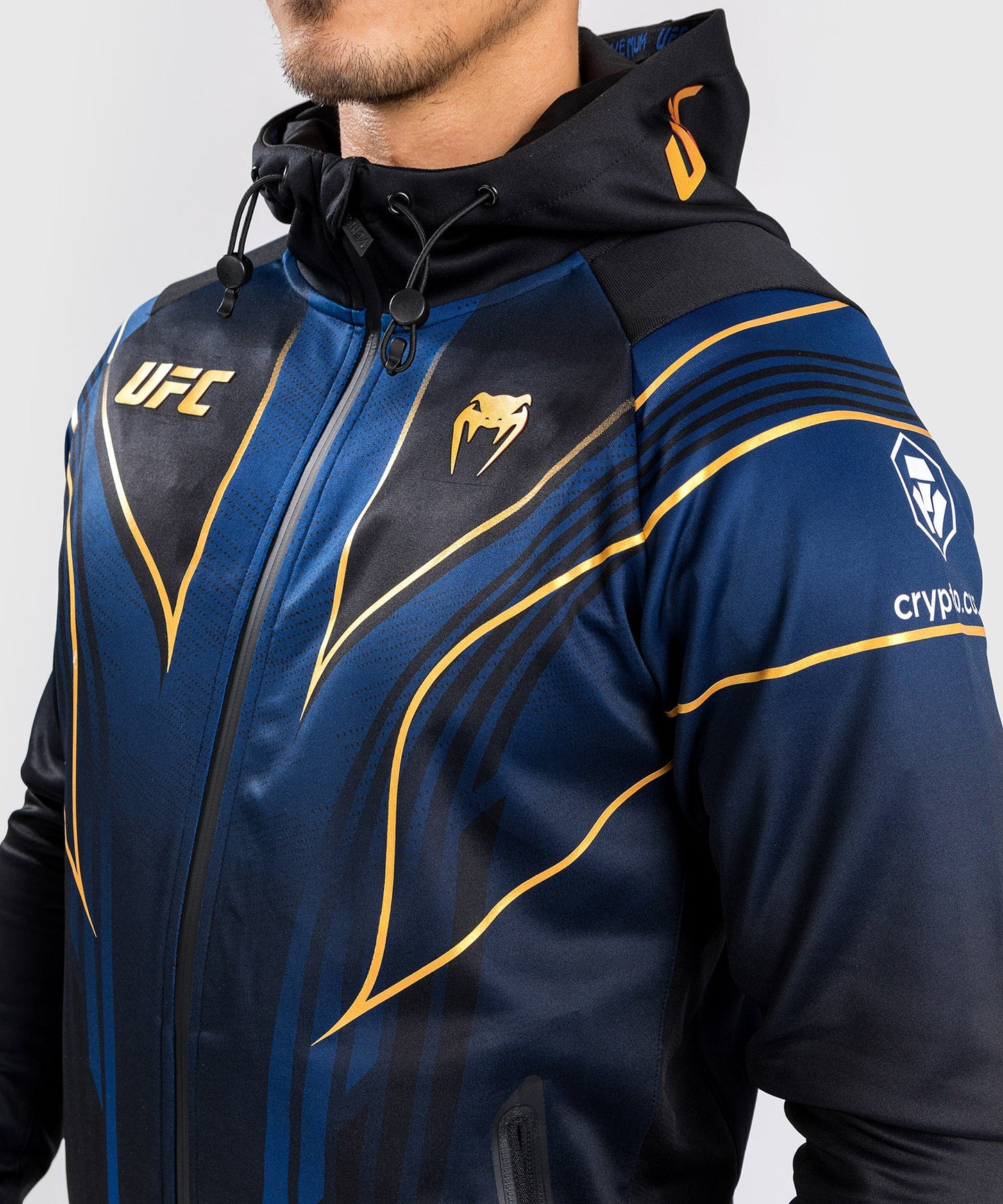 UFC Authentic Fight Night 2.0 Men's Walkout Hoodie - Midnight Edition - Blue/Black/Gold