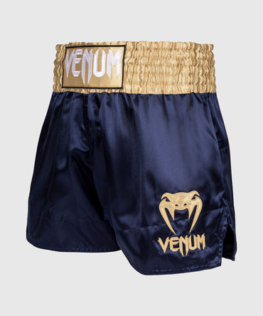 CLASSIC MUAY THAI SHORTS-NAVY BLUE/GOLD