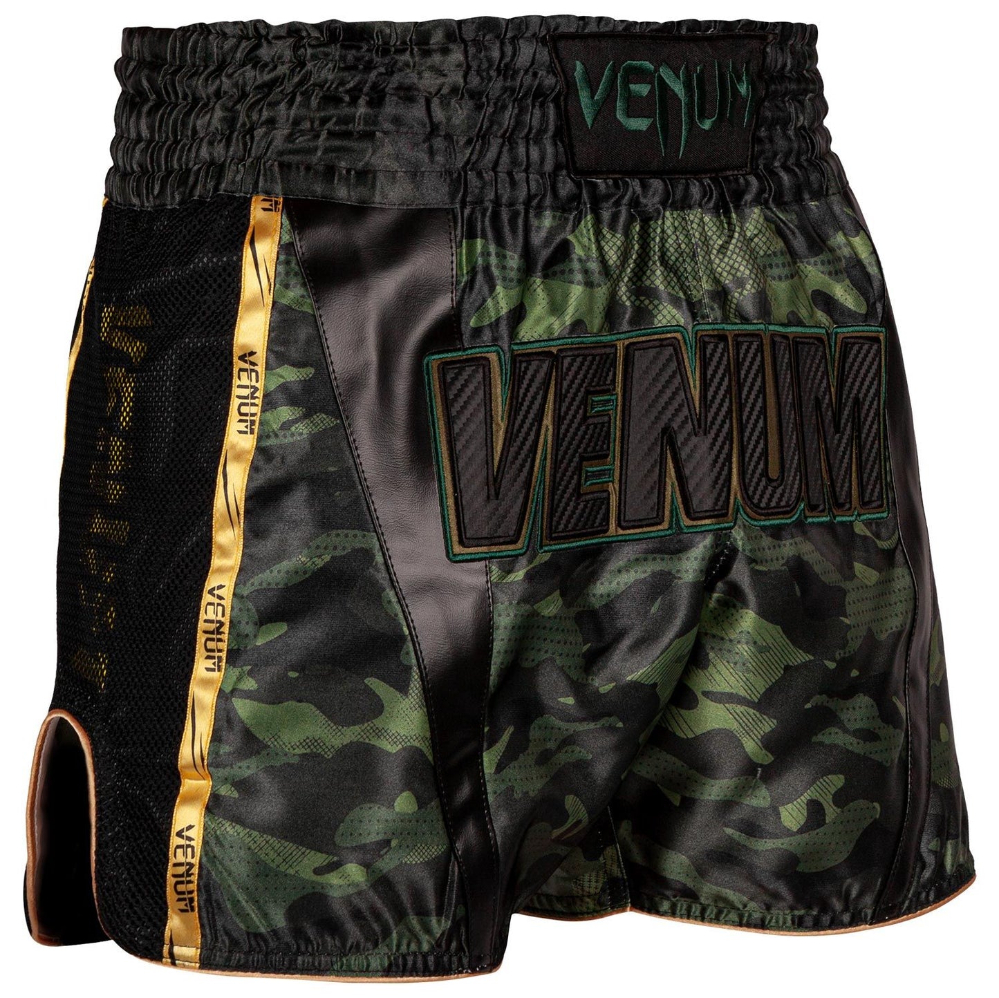 Full Cam Muay Thai Shorts - Forest Camo/Black