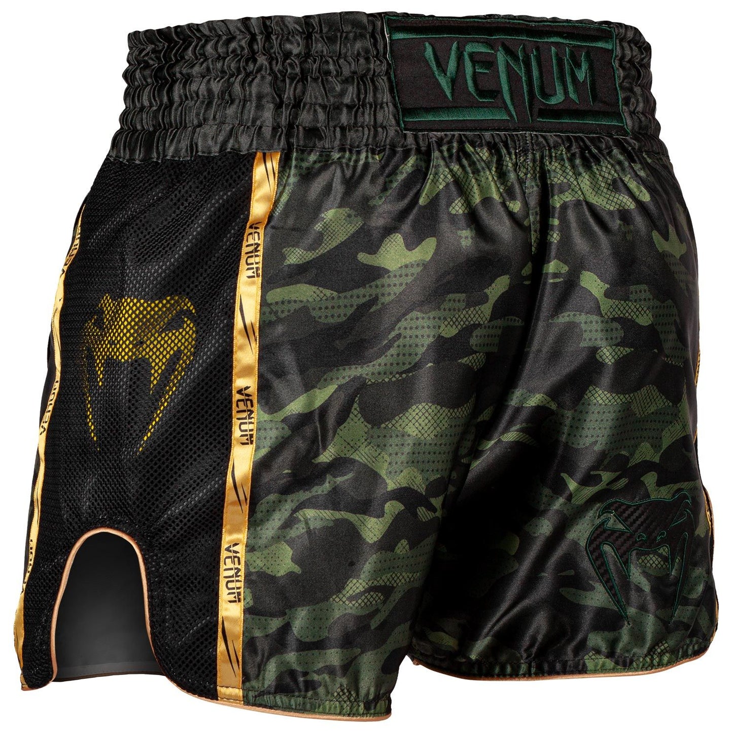 Full Cam Muay Thai Shorts - Forest Camo/Black