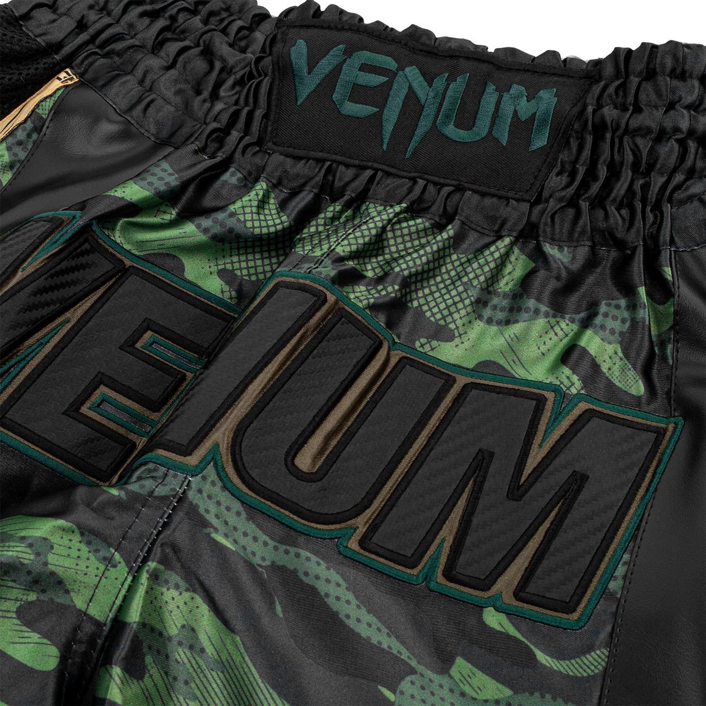 Full Cam Muay Thai Shorts - Forest Camo/Black