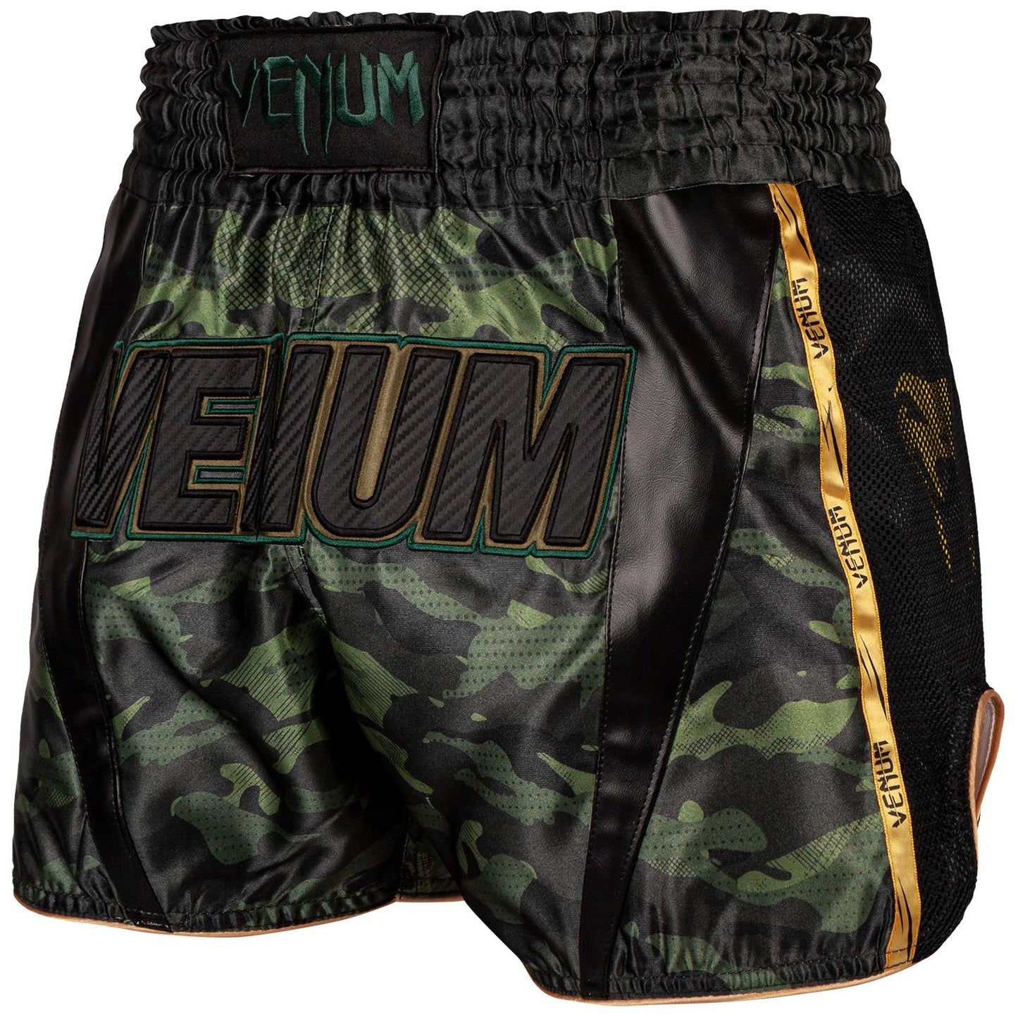 Full Cam Muay Thai Shorts - Forest Camo/Black