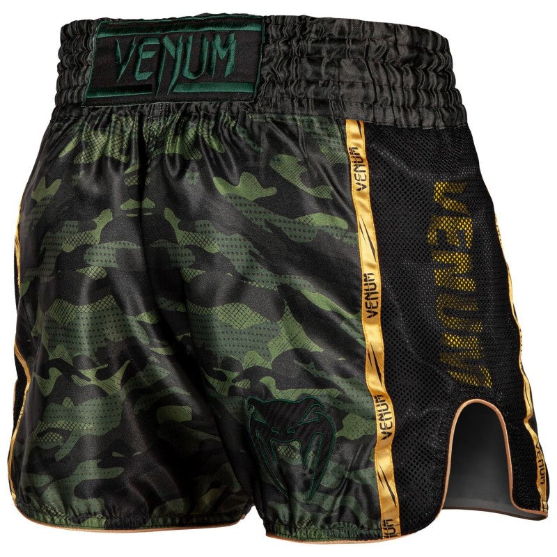 Full Cam Muay Thai Shorts - Forest Camo Black