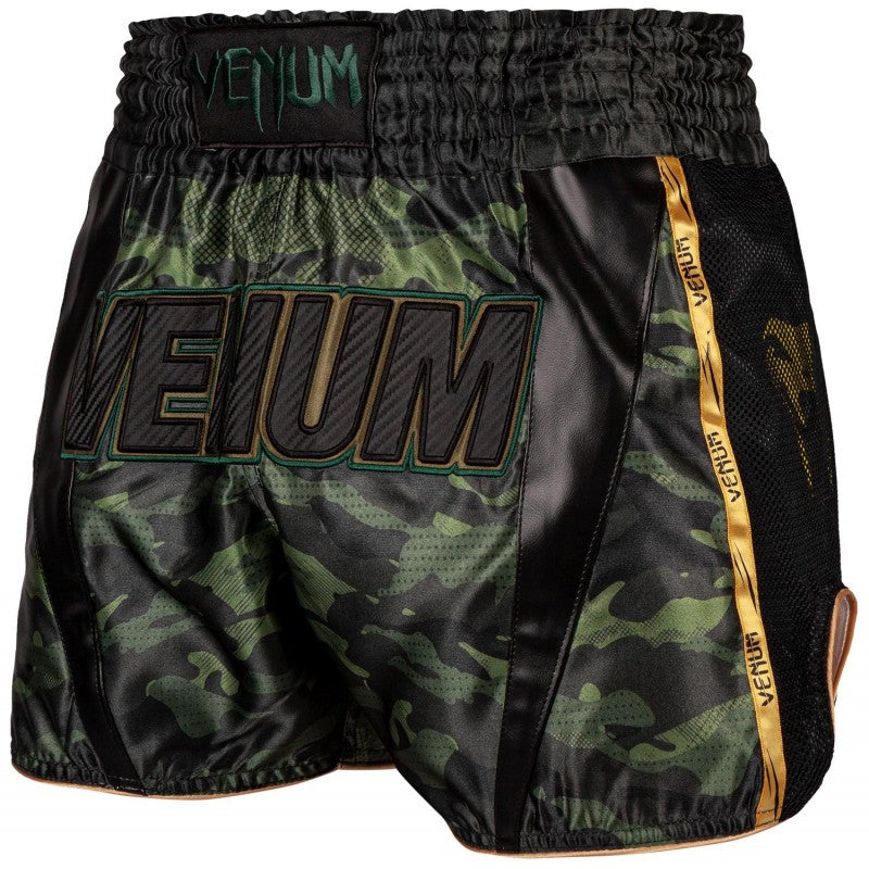Full Cam Muay Thai Shorts - Forest Camo Black