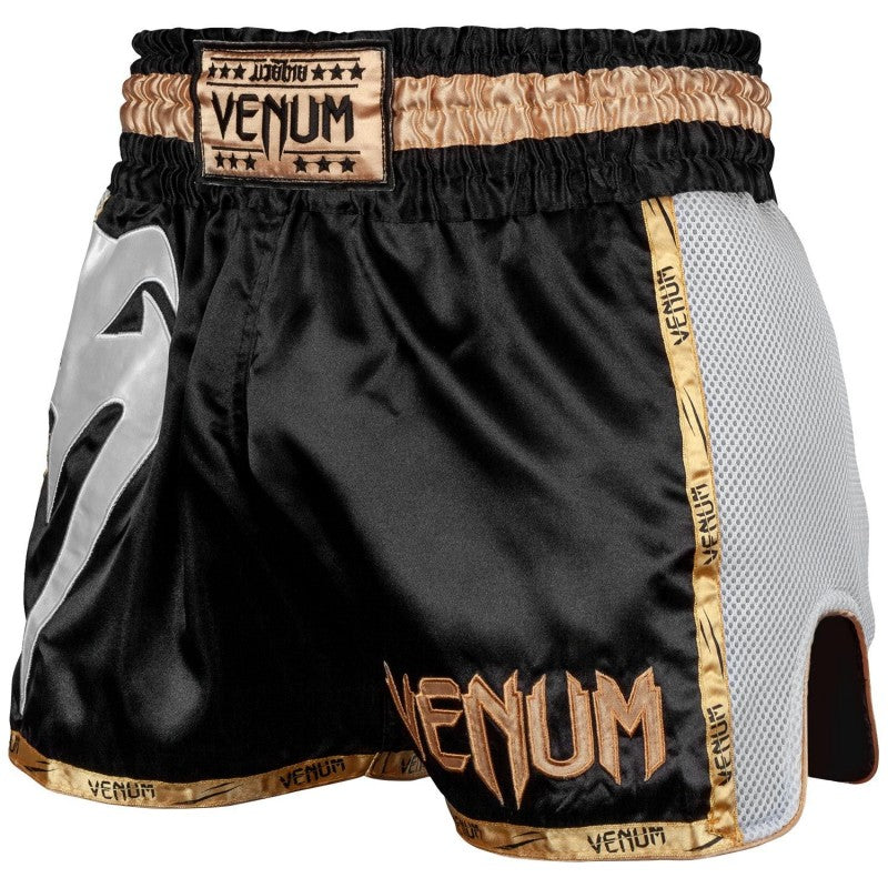 Giant Muay Thai Shorts - Black/White/Gold