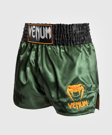 CLASSIC MUAY THAI SHORTS-GREEN/BLACK/GOLD