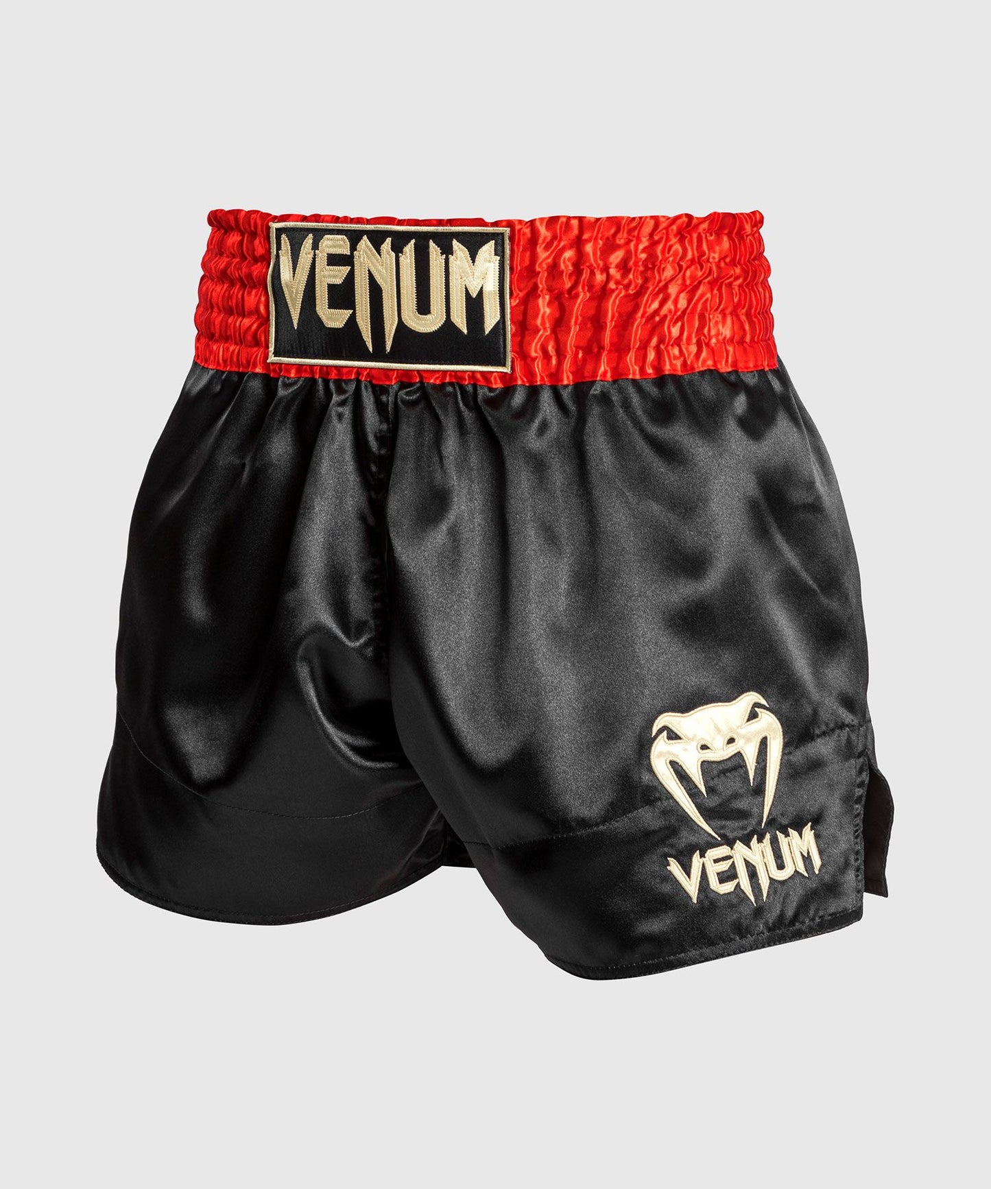 CLASSIC MUAY THAI SHORTS-RED/BLACK/GOLD