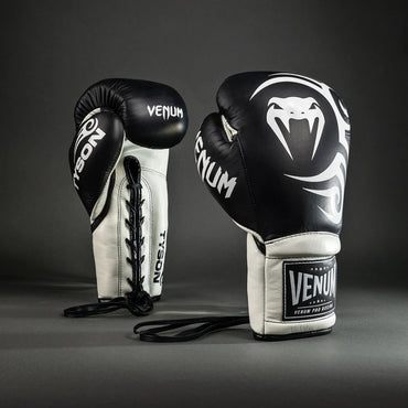 Giant 2.0 Mike Tyson Pro Boxing Gloves with Laces - Deep Black/Optical White